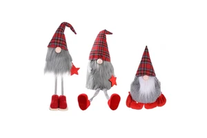 OEM Wholesale Handmade Polyester Christmas Tree Ball Ornaments 10x10x37cm Custom Various Styles Gray Gnome Plush Santa
