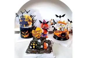 Wholesale Halloween Little Ghosts Pumpkins Bats Spiders Paper Cake Decorations Set for Haunted House Party Decorations