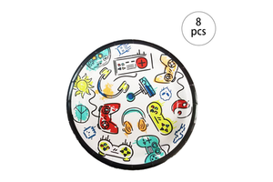 8 Piece Paper Plates LR Brand Video Game Party Supplies Birthday Decorations Favors Kids Disposable Safe Food Grade Eco-Friendly