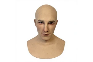 Customize Ultra-realistic Human Skin Texture Bald Young Man Silicone Mask Role-playing Film Props Halloween Easter Reusable