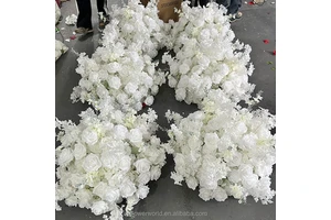 Customized White Cherry Blossom Flowers Table Centerpiece Artificial Rose Flower Ball Silk Flowers for Wedding Decor