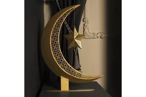 Kraft World Metal Ramadan Kareem Crescent Moon Decor Multi Color Durable Reusable Portable Handmade Customizable Creates