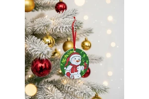 Custom Round Ceramic Christmas Decorations Flat Christmas Ornaments