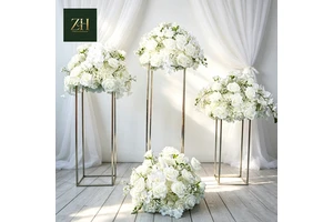 High Quality Faux White Flower Ball Wedding Stage Road Table Centerpiece Decoration