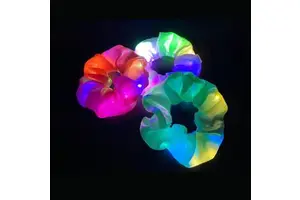Fun Party Favors LED Hair Scrunchy Flashing Hair Bands for Women Girls Luminous Colorful Glow Hair Tie 3 Light Modes
