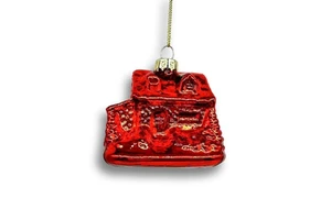 BSCI Audited Craft Factory's Red Glass Christmas Tree Hanging Ornament Seasonal Party Supplies Design