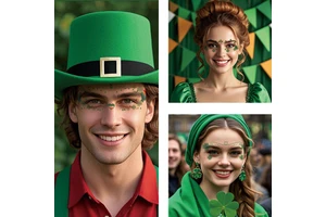 St Patrick's Day Fashionable Face Tattoo Sticker Waterproof Disposable Temporary Eye Makeup in White Made of Paper