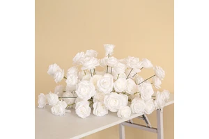 Luckygoods LFB26003 Factory Direct White Roses Artificial Flower Arrangement Wedding Centerpieces Table Decorations