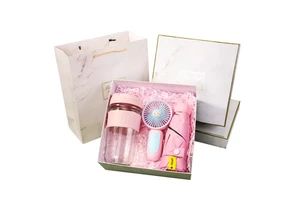 Festive Women's Stainless Steel Cup Mini Fans Wedding Souvenirs Thank You Gift Sets for Guests Birthday Party Favors Promotions