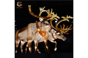 FL-07 ZiGong Colorful Cloth Animal Lanterns Christmas Theme Reindeer