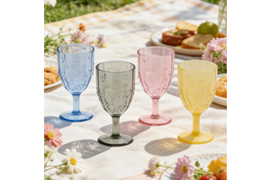 Personalized Vintage Glass Goblets Embossed Debossed Flower Wedding Design Minimalist Style Wine and Water Cup Exclusive Patent