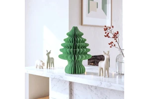 Paper Tree Honeycomb Paper Christmas Festival Tree Hanging Ornaments with Magnets Xmas Home Decorations