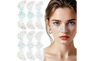 Wholesale New Sparkling Holographic Glitter Freckle Stickers Waterproof Face Tattoos Stickers for Rave Party Festival Makeup