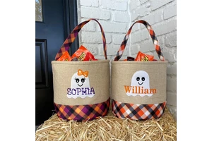 Low MOQ Wholesale New Halloween Decoration Supplies Round Tote Bag Children's Candy Gift Pumpkin Bag Ghost Witch Pumpkin Decor