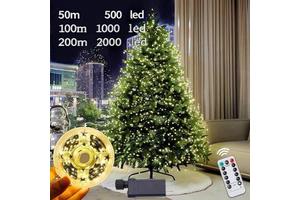 Waterproof EU UK AU US Plug 500 1000 2000 LED 50m 100m 200m Copper Wire Mini Fairy Twenkle String Lights With Remote