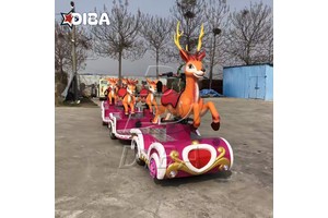 Kids Animal Trackless Train Set Indoor/Outdoor Electric Christmas Ride With Reindeer Design