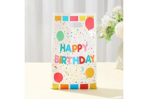 Happy Birthday Plastic Party Favor Bags With Handles Goodie Gift Candy Packaging Bags for Kids Birthday Party Decorations