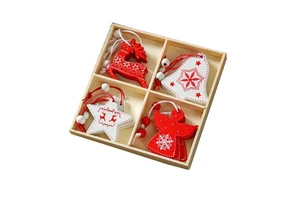 Wholesale Christmas Holiday Supplies Engraved Wooden Cut-Out Snowflake Star Deer Angel Snowman Tree Ornaments