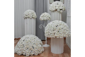 New High Quality Durable Large-Sized Luxury Silk Diamond Rose Flower Ball Wedding Table Decoration Artificial Flower Stand for