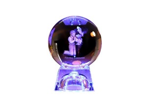 Hot Sale 80mm Baptism 3D Laser Crystal Ball With Led Light Base