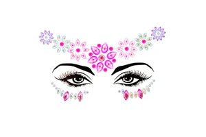 Face Cover Rhinestone Disposable Crystal Flatback Self-adhesion Tattoo Sticker For Festival Music Dance Party