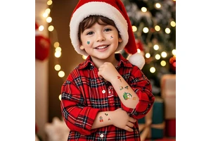 Vinmay All New Waterproof Children's Temporary Tattoos for Christmas Durable 1 Week Fun New Designs for Body Face Application