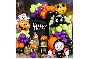 Halloween Ghost Festival Theme Party Decoration Banner Aluminum Film Balloon Set Halloween Latex Balloon Set Wholesale