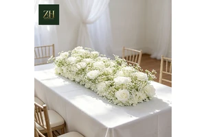 Wholesale Handmade White Rose and Baby Breath Flower Runner For Wedding Graduation Arrangement