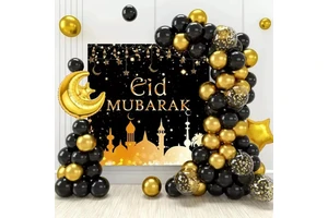 2025 New Eid Mubarak Latex Balloon Set Ramadan Eid Al-Adha Decoration Kit Muslim Party Supplies Backdrop