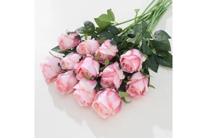 Light Pink Artificial Flowers Fake Rose Bouquet Wedding Bridal Home Decor Valentine's Day Table Centerpiece Arrangement