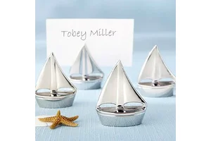 Silver Shinning Sailboat Place Card Holder Ocean Themed Wedding Party Decoration Favors