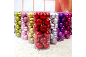 New Handmade Modern High Quality Red Gold Christmas Tree Decorations Shatter-proof Waterproof Environment-Friendly Plastic Ball