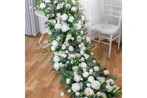 Customized Artificial Table Flower Runner 200cm or 100cm Silk Floral Panel Arrangements for Wedding Decoration Event Background