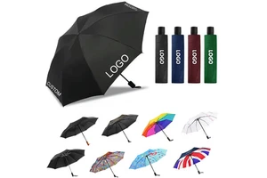 Promotional Automatic Open Waterproof Parapluies Customized Colors Windproof Foldable Travel Three Folding Umbrella With Logo
