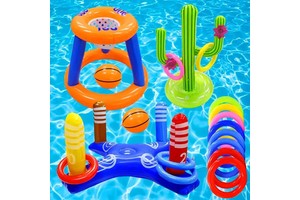 Hot Sell Party Inflatable Throwing Props Thickened PVC Toss Toy for Kids & Parent Interactive Game Inflatable Pool Ring Toss Set
