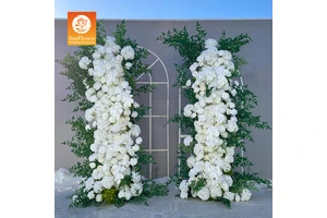 Sunwedding New White Rose Greenery Wedding Table Decoration Artificial Flower Arch Centerpiece with Metal Frame Customized Color
