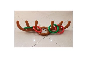Christmas Holiday Party Game Supplies Toys Inflatable Santa Funny Reindeer Antler Hat Ring Toss Game