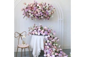 Customized Purple Artificial Flower Table Runners Wedding Centerpieces Hanging Flowers for Wedding Decorations