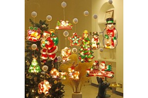 2024 New Design Christmas Decoration Lights Coloful Santa Snowman Wall Window Decorative Led Lights Christmas Tree Led Light