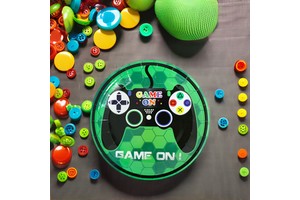 Video Game Party Supplies Boys Blue Black Line Paper Tablecloth Napkin Fork Plate Set Halloween Valentine's Day Christmas Easter