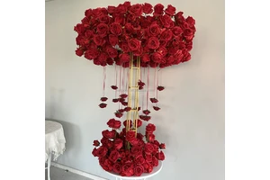 Wholesale Wedding Decor Flower Ball With Stand Red Wedding Centerpieces Table Flower Runner Flower Centerpiece Garland