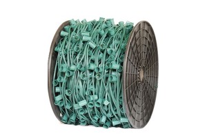 Guanyi IP65 Rated C9 12" Spacing SPT-1W 1000ft Christmas Spool Green Wire With Socket C9/E17 Christmas Light Sockets Set Spool