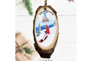 Natural Wood Christmas Ornament Hanging Custom Sublimation Ski Christmas Ornaments