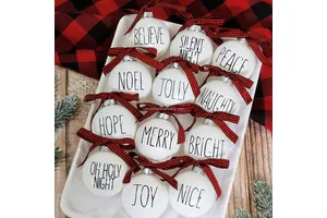 Christmas Ornaments - Set of 12 Shatterproof White Bulbs Adorned Rustic Farmhouse for Xmas Tree Decor