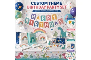 Custom Event Theme Birthday Party Supplies Set Decorations Tableware Favor Bags Stickers Wholesale