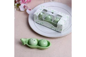 Can Two Peas in Pod Ceramic Salt Pepper Shaker Party Gifts Set Spice Jar Storage Drawer Wedding Party Bag Fillers Gift Set