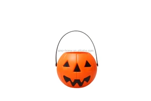 Halloween Plastic Pumpkin Handle Pumpkin