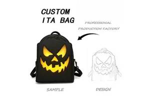 Custom Halloween Gothic Ghost Design Clear Window Ita Bag Personalized Specter Shaped Display Ita Backpack