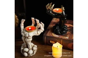 Halloween Decorative Ghost Festival Candlestick Resin Skull and Hand Ornaments for Utensils Layout and Props