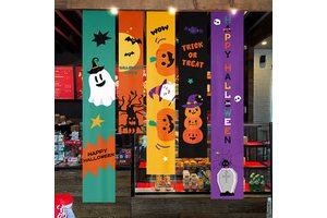 Halloween Decorative Hanging Banners Pumpkin Lantern Ghost Bat Witch Props Shop Photo-Setting Backdrops Classroom Kindergarten